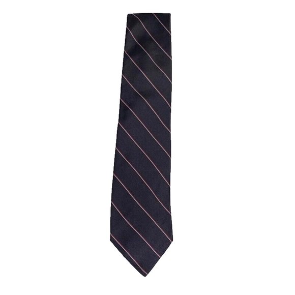 Robert Talbott Tie Hand Sewn Silk Made in USA Gray Stripe Pink Mens - Picture 4 of 4